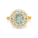 Vintage Style Round Natural Stone Cocktail Ring