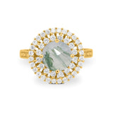 Vintage Style Round Natural Stone Cocktail Ring