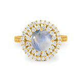 Vintage Style Round Natural Stone Cocktail Ring