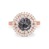 Vintage Style Round Natural Stone Cocktail Ring