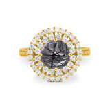 Vintage Style Round Natural Stone Cocktail Ring