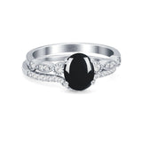 Two Piece Oval Solitaire Ring 