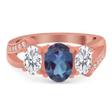 Art Deco Oval Natural Stone Trio Ring