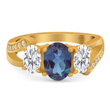 Art Deco Oval Natural Stone Trio Ring