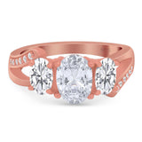 Art Deco Oval Natural Stone Trio Ring