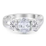 Art Deco Oval Natural Stone Trio Ring