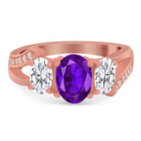 Art Deco Oval Natural Stone Trio Ring