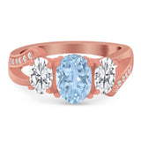 Art Deco Oval Natural Stone Trio Ring