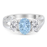 Art Deco Oval Natural Stone Trio Ring