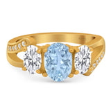 Art Deco Oval Natural Stone Trio Ring