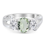 Art Deco Oval Natural Stone Trio Ring