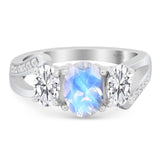 Art Deco Oval Natural Stone Trio Ring