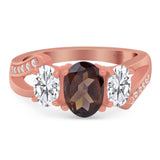 Art Deco Oval Natural Stone Trio Ring