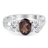 Art Deco Oval Natural Stone Trio Ring