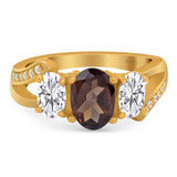 Art Deco Oval Natural Stone Trio Ring