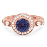 Art Deco Round Natural Stone Wedding Ring