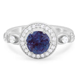 Art Deco Round Natural Stone Wedding Ring