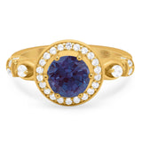 Art Deco Round Natural Stone Wedding Ring