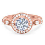 Art Deco Round Natural Stone Wedding Ring