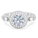 Art Deco Round Natural Stone Wedding Ring