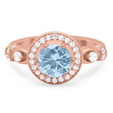 Art Deco Round Natural Stone Wedding Ring