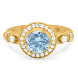 Art Deco Round Natural Stone Wedding Ring