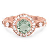 Art Deco Round Natural Stone Wedding Ring