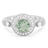 Art Deco Round Natural Stone Wedding Ring