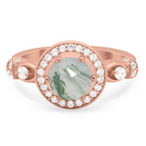 Art Deco Round Natural Stone Wedding Ring