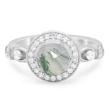 Art Deco Round Natural Stone Wedding Ring
