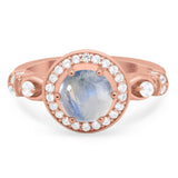 Art Deco Round Natural Stone Wedding Ring