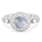 Art Deco Round Natural Stone Wedding Ring