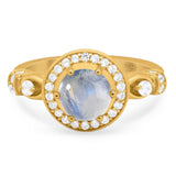 Art Deco Round Natural Stone Wedding Ring