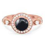 Art Deco Round Natural Stone Wedding Ring