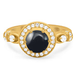 Art Deco Round Natural Stone Wedding Ring