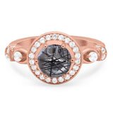 Art Deco Round Natural Stone Wedding Ring