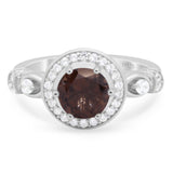 Art Deco Round Natural Stone Wedding Ring