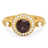 Art Deco Round Natural Stone Wedding Ring