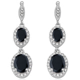 Halo Drop Dangle Chandelier Earring Oval Round Cubic Zirconia 925 Sterling Silver