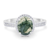 Art Deco Oval Natural Stone Wedding Ring