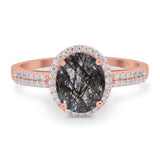 Art Deco Oval Natural Stone Wedding Ring