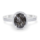 Art Deco Oval Natural Stone Wedding Ring