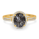 Art Deco Oval Natural Stone Wedding Ring