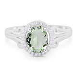 Art Deco Oval Natural Stone Filigree Ring