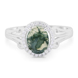 Art Deco Oval Natural Stone Filigree Ring