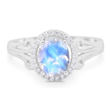 Art Deco Oval Natural Stone Filigree Ring