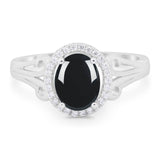 Art Deco Oval Natural Stone Filigree Ring