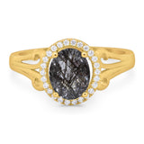 Art Deco Oval Natural Stone Filigree Ring