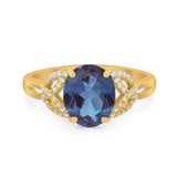 Art Deco Oval Natural Stone Trinity Ring