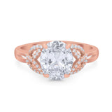 Art Deco Oval Natural Stone Trinity Ring